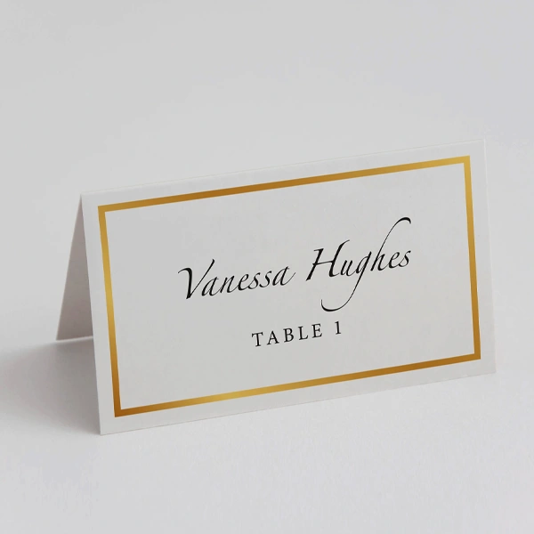 Meeting Table Tents — custom table tents by Packmio Close detail of the print finish on meeting table tents