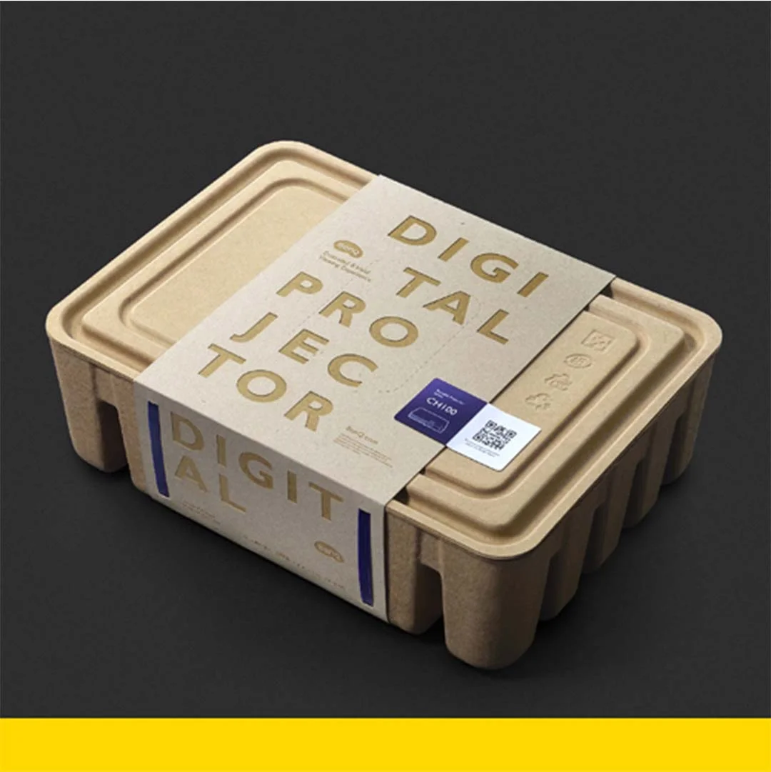 Molded Pulp Boxes — custom corrugated boxes by Packmio Close detail of the print finish on molded pulp boxes