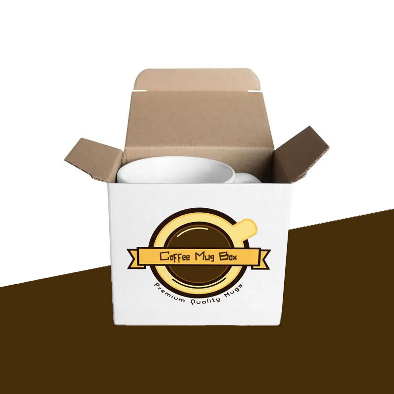 A stack of mug shipping boxes in a custom size