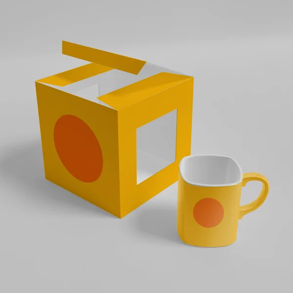 A stack of mug tuck end boxes in a custom size