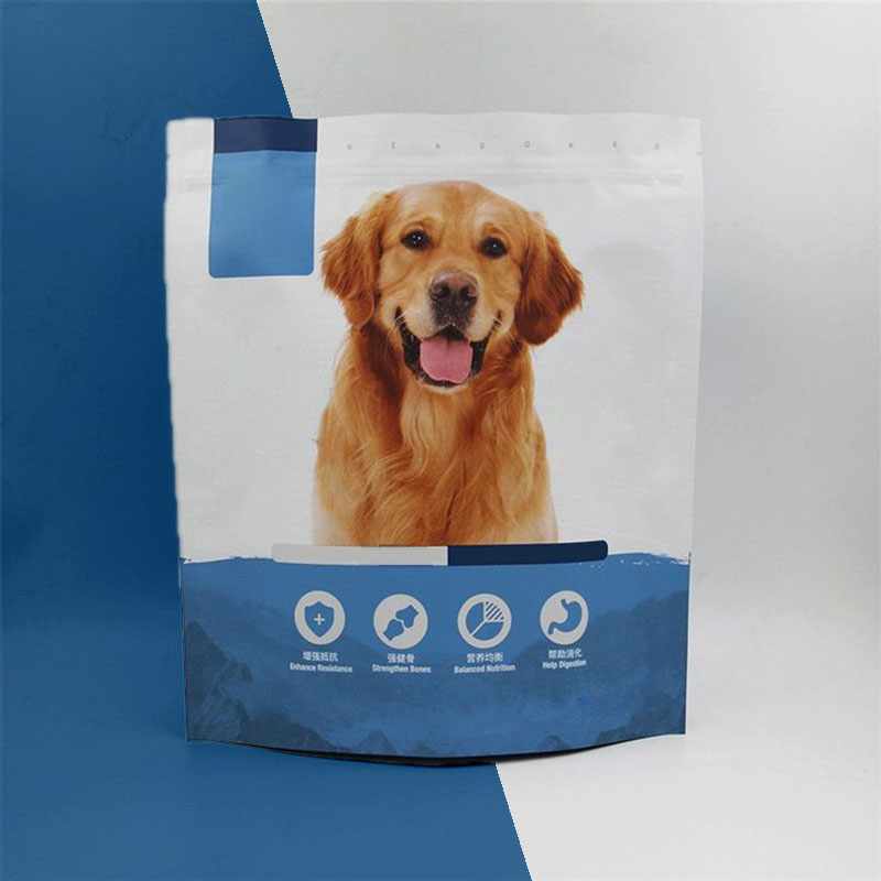Mylar Bags for Pet Food — custom mylar bags by Packmio Mylar Bags for Pet Food photographed at an angle to show the board thickness
