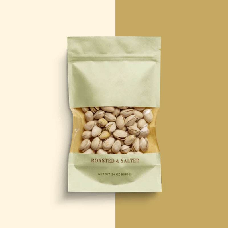 A stack of mylar bags with window in a custom size