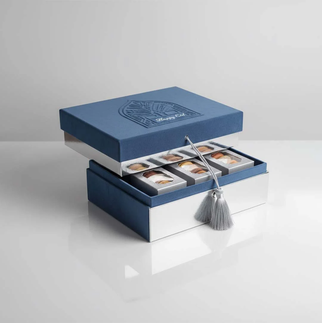 Ornament Boxes — custom gift boxes by Packmio Close detail of the print finish on ornament boxes
