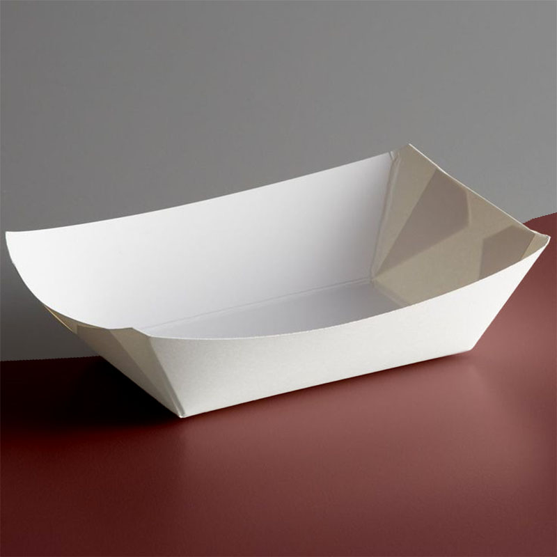 Paper Food Trays opened to show the inside print and construction