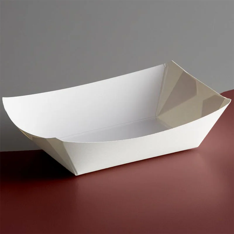 Paper Food Trays in use, packed and ready to ship