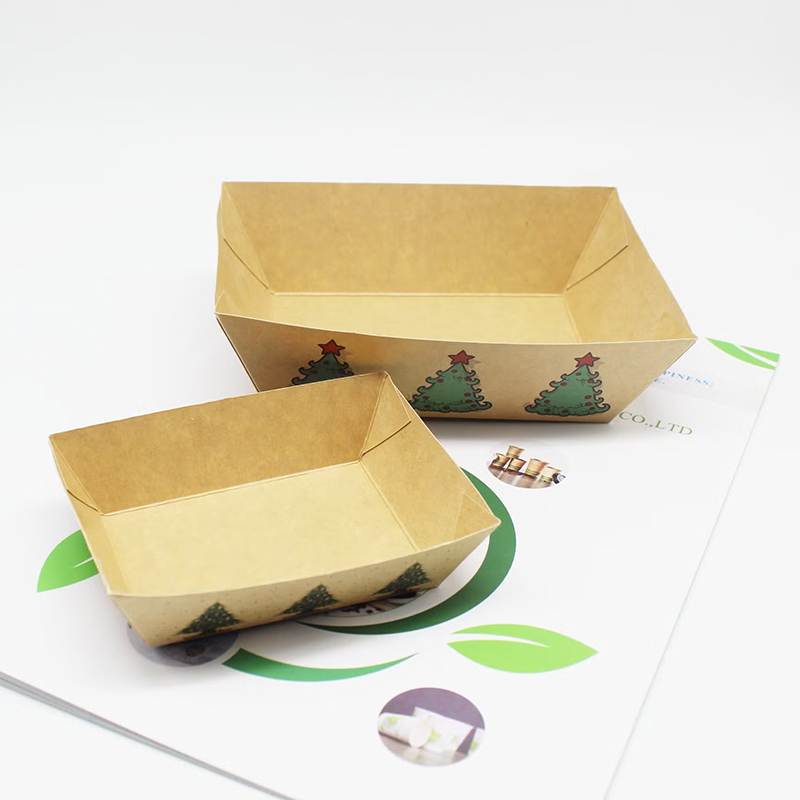 Paper Nacho Trays in use, packed and ready to ship