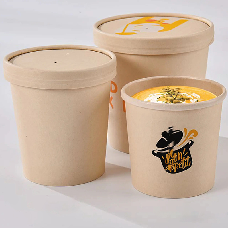 Paper Soup Cups photographed at an angle to show the board thickness