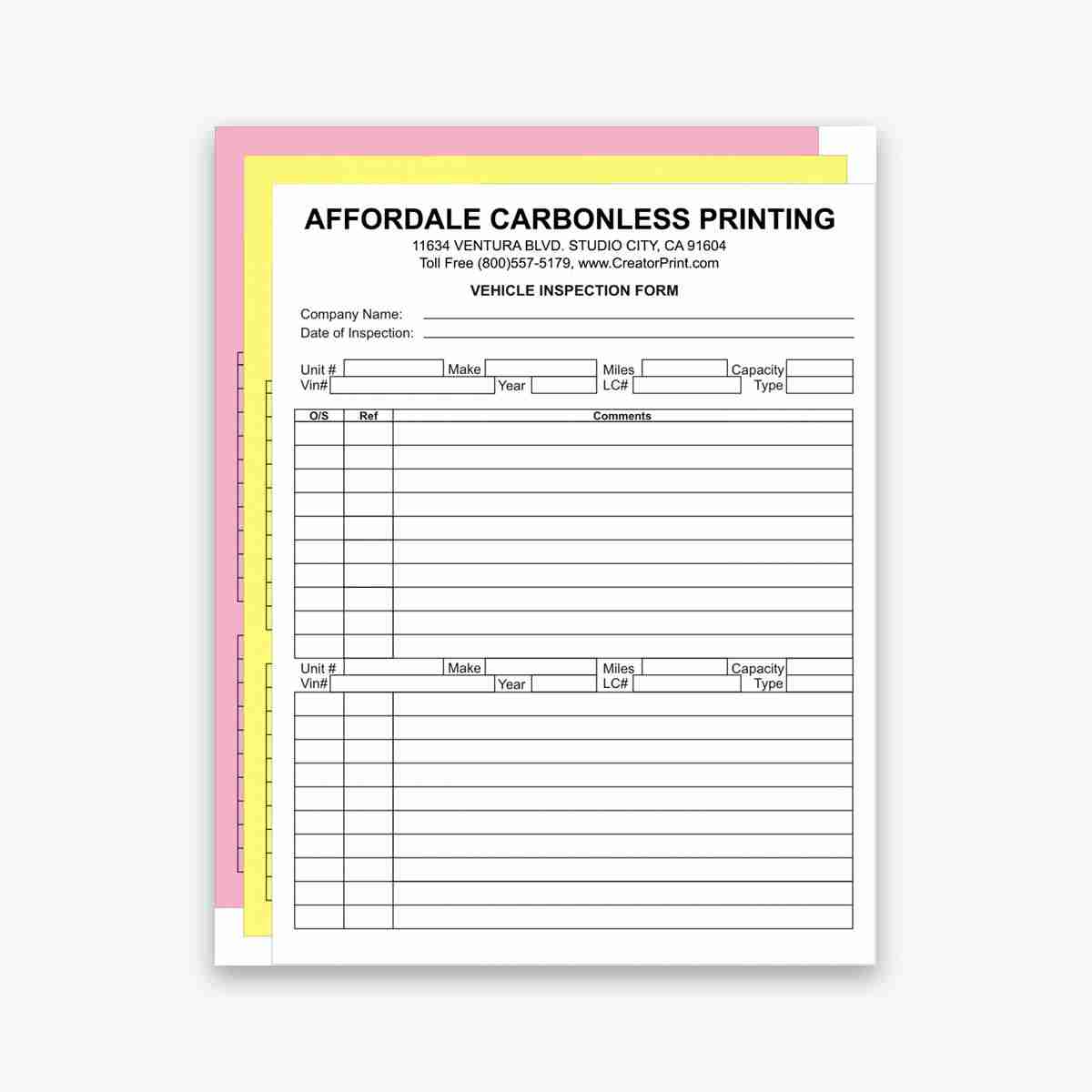 Part Carbonless Forms Boxes opened to show the inside print and construction
