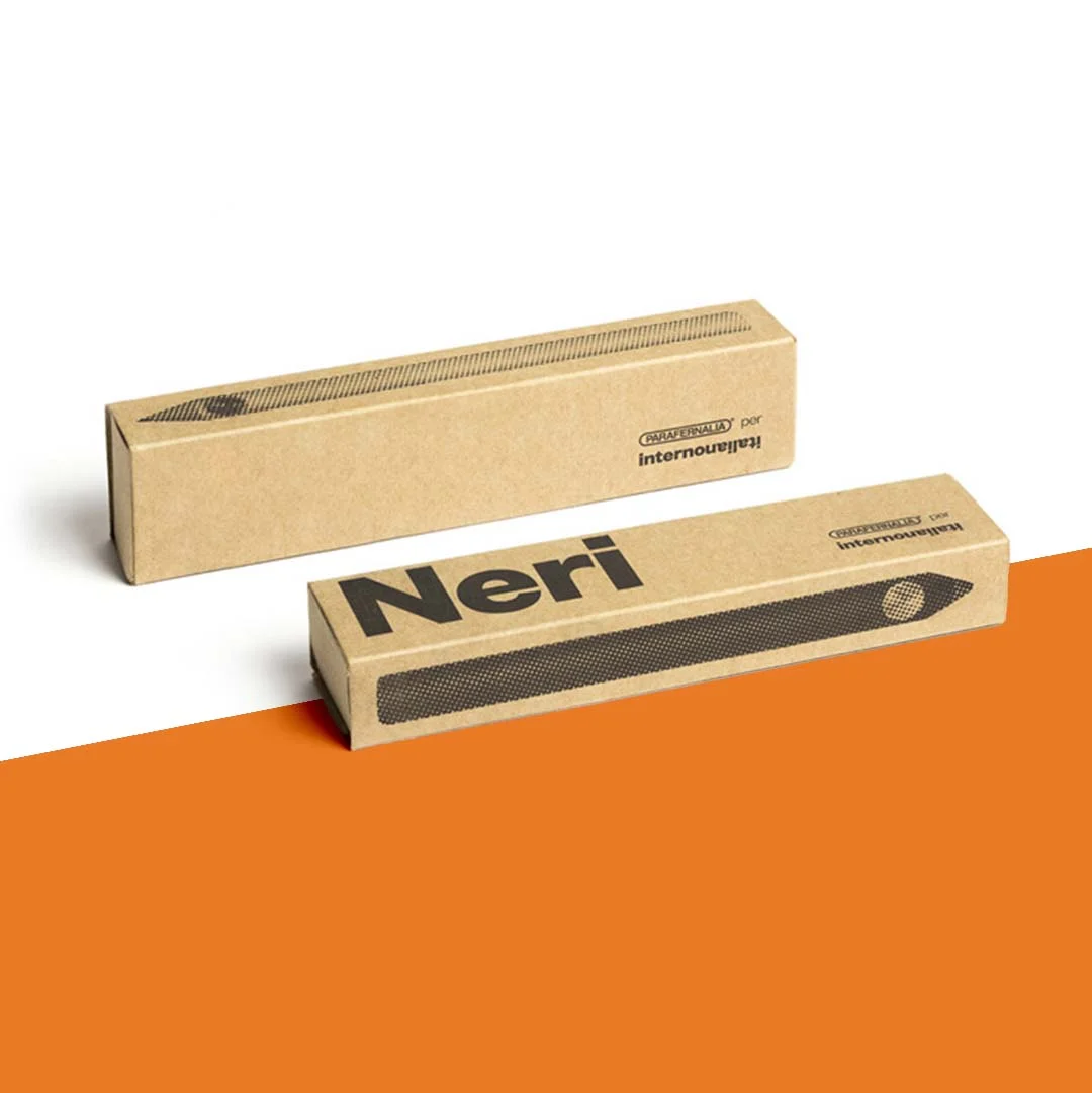 Pencil Hang Tab Boxes opened to show the inside print and construction