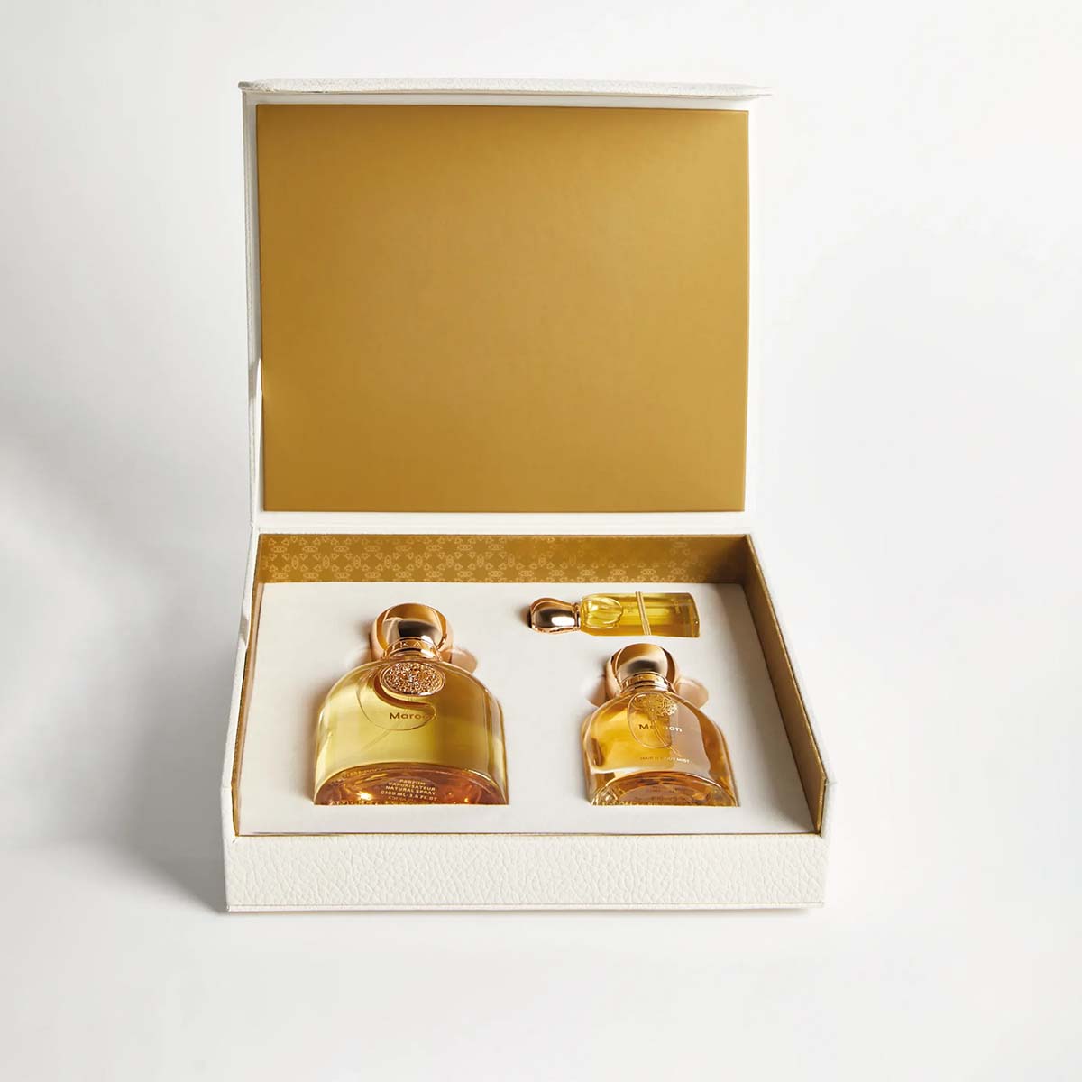 Perfume Gift Boxes photographed at an angle to show the board thickness