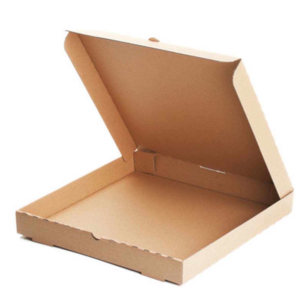 Pizza Boxes opened to show the inside print and construction