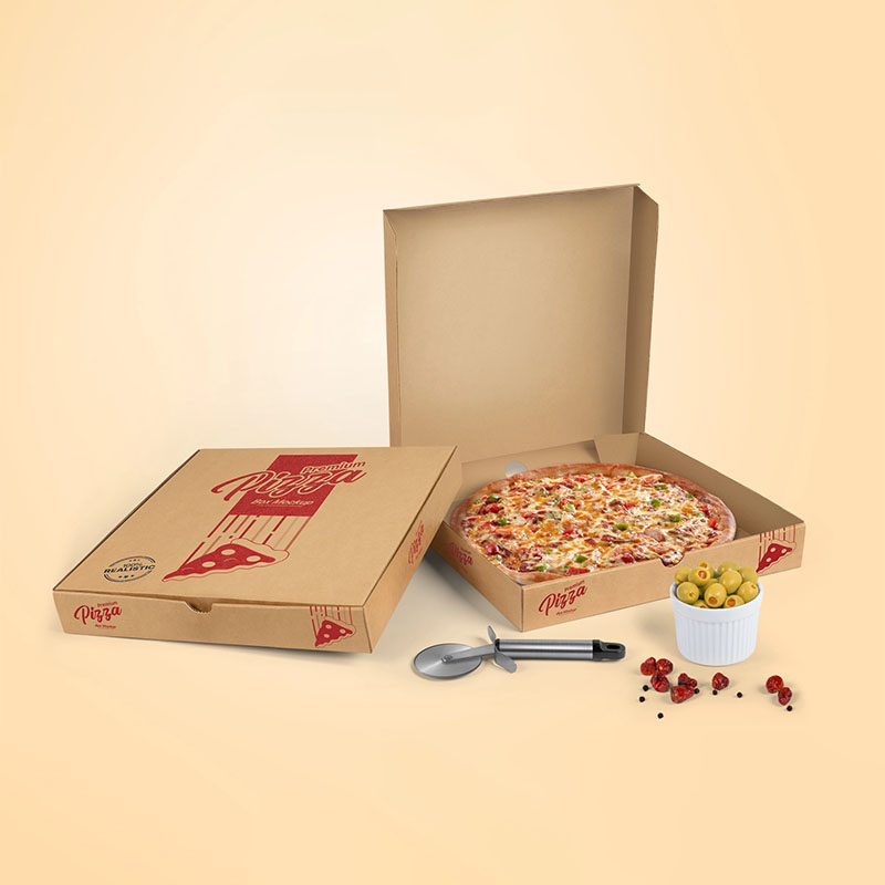 A stack of pizza boxes in a custom size