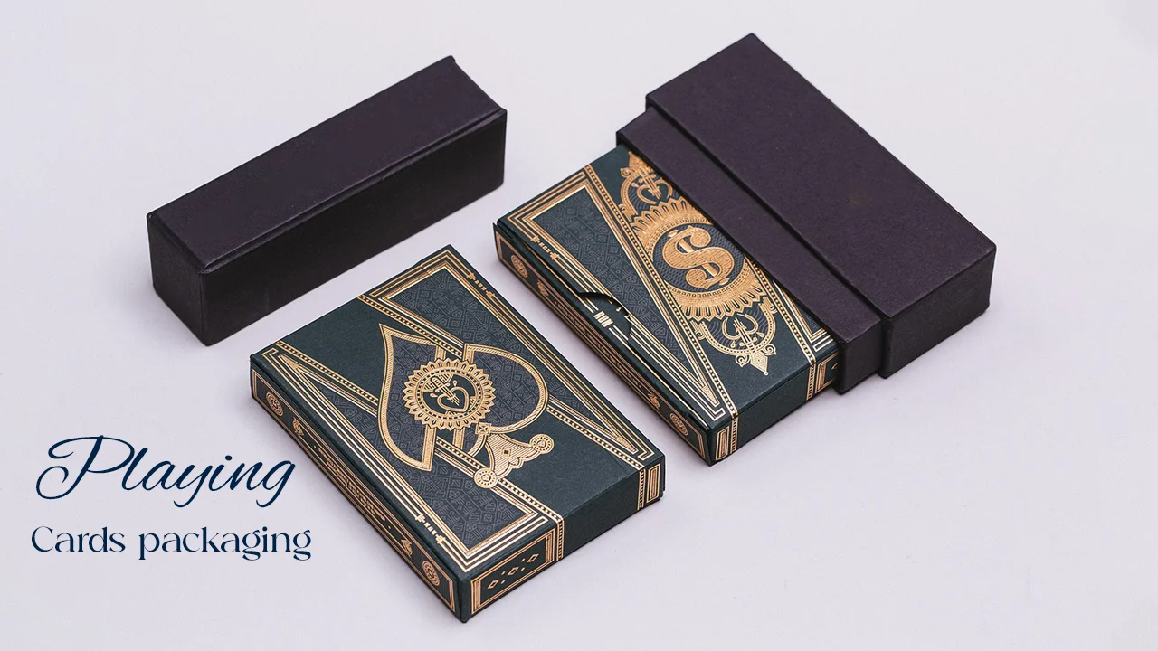 Playing Card Boxes — custom game boxes by Packmio Close detail of the print finish on playing card boxes