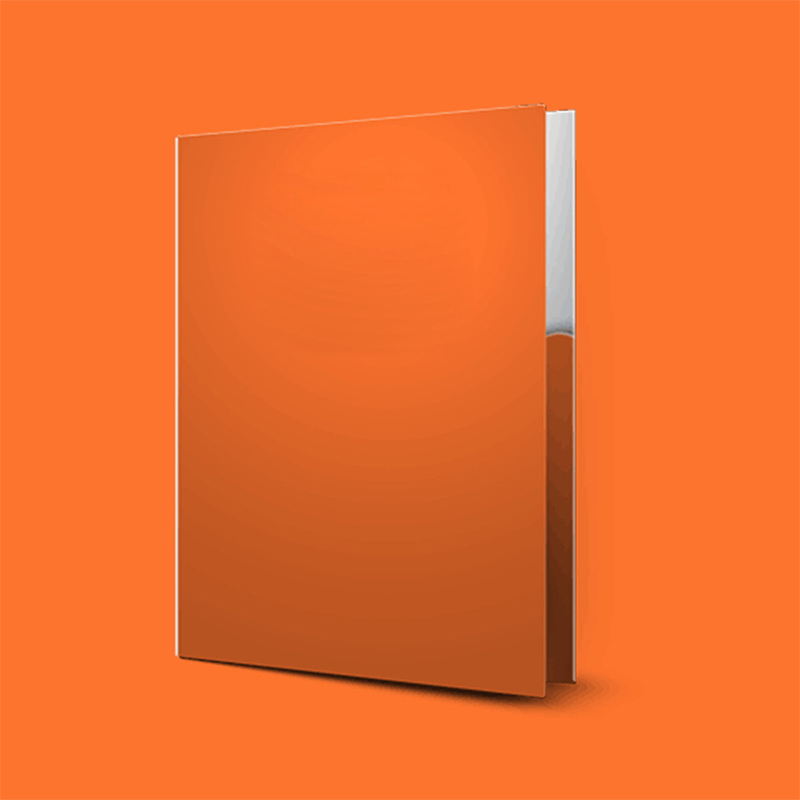A stack of pocket folders in a custom size
