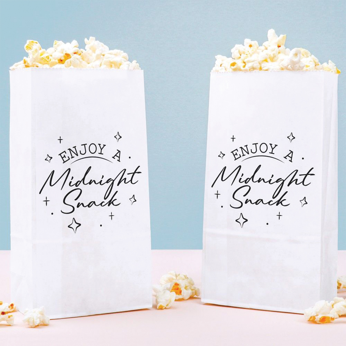 A stack of popcorn bags in a custom size