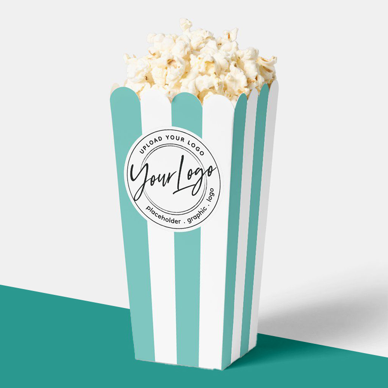 Popcorn Boxes — custom popcorn boxes by Packmio A stack of popcorn boxes in a custom size