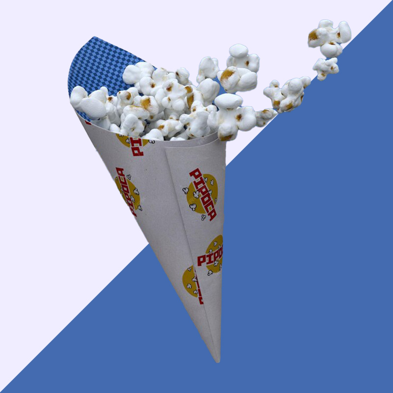 Popcorn Paper Cones photographed at an angle to show the board thickness