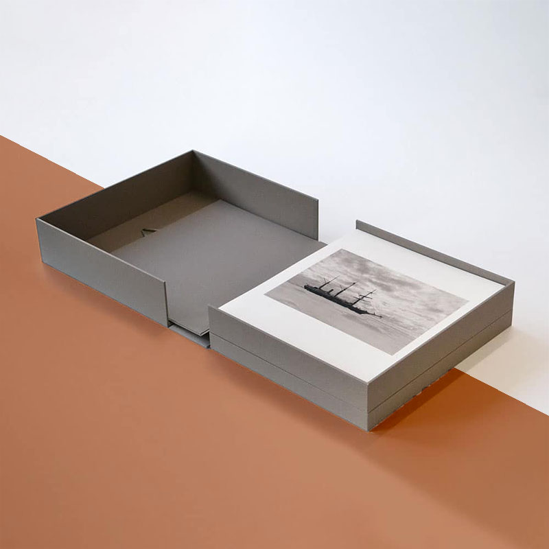 Portfolio Boxes — custom stationery by Packmio Portfolio Boxes photographed at an angle to show the board thickness