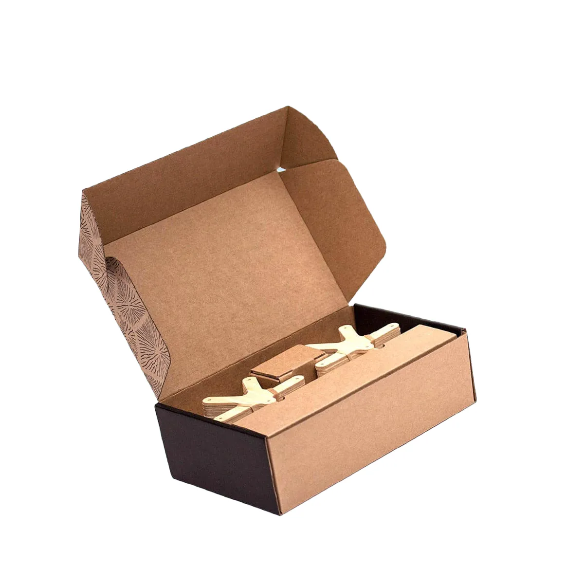 Postal Boxes — custom shipping boxes by Packmio Postal Boxes shown closed, printed to a customer's own artwork