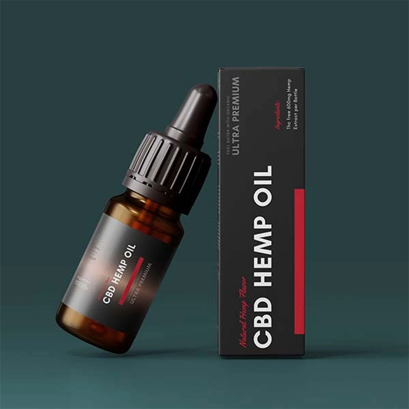 Premium Cbd Oil Boxes photographed at an angle to show the board thickness