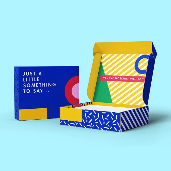 A stack of promotional boxes in a custom size