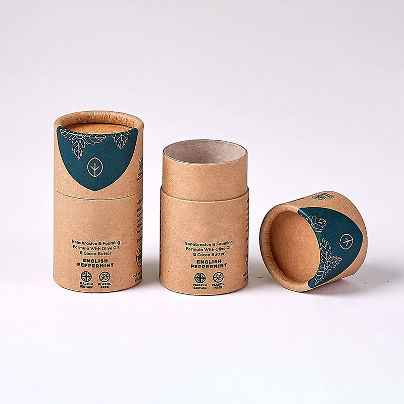 Push Up Tubes — custom paper tubes by Packmio Push Up Tubes shown closed, printed to a customer's own artwork