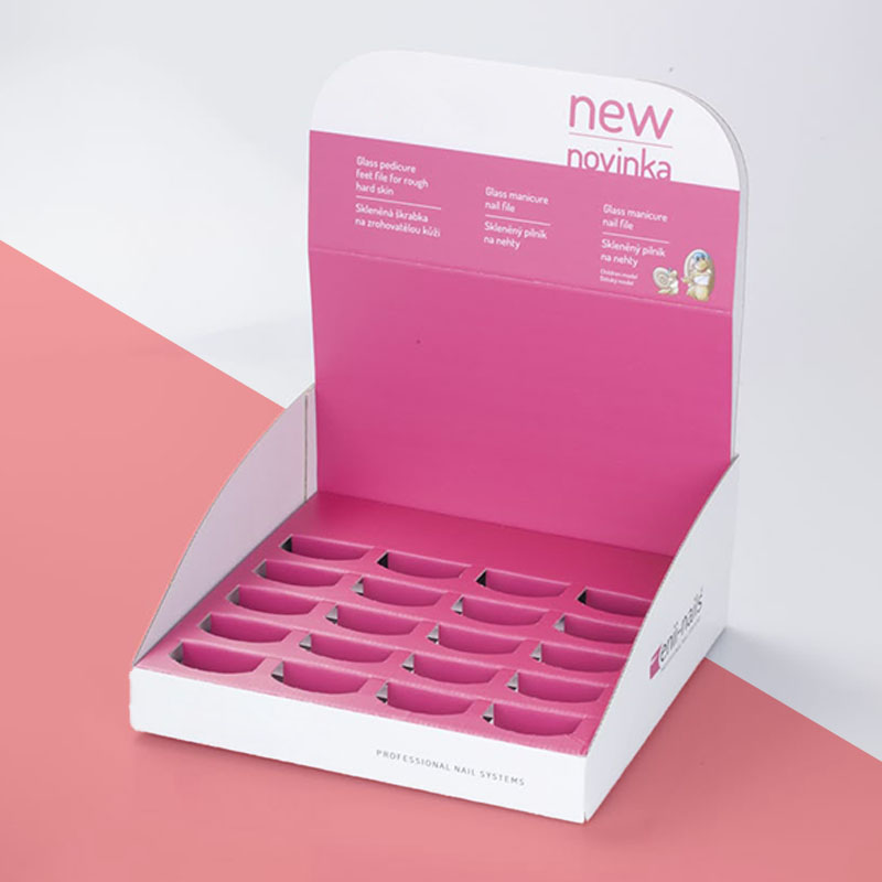 Retail Display Boxes opened to show the inside print and construction