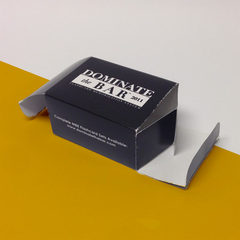Reverse Tuck End Boxes — custom tuck boxes by Packmio Reverse Tuck End Boxes photographed at an angle to show the board thickness