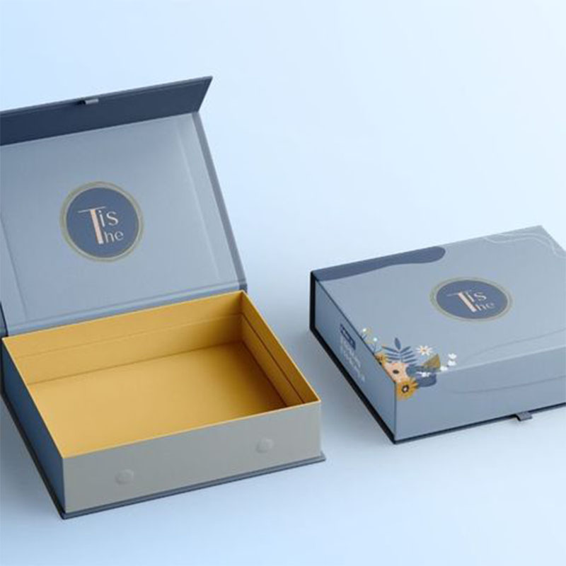 Rigid Boxes opened to show the inside print and construction