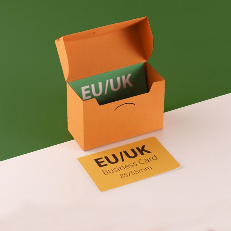 A stack of rigid business card boxes in a custom size