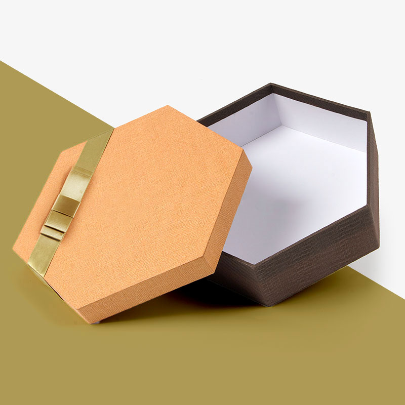 Rigid Hexagon Boxes photographed at an angle to show the board thickness