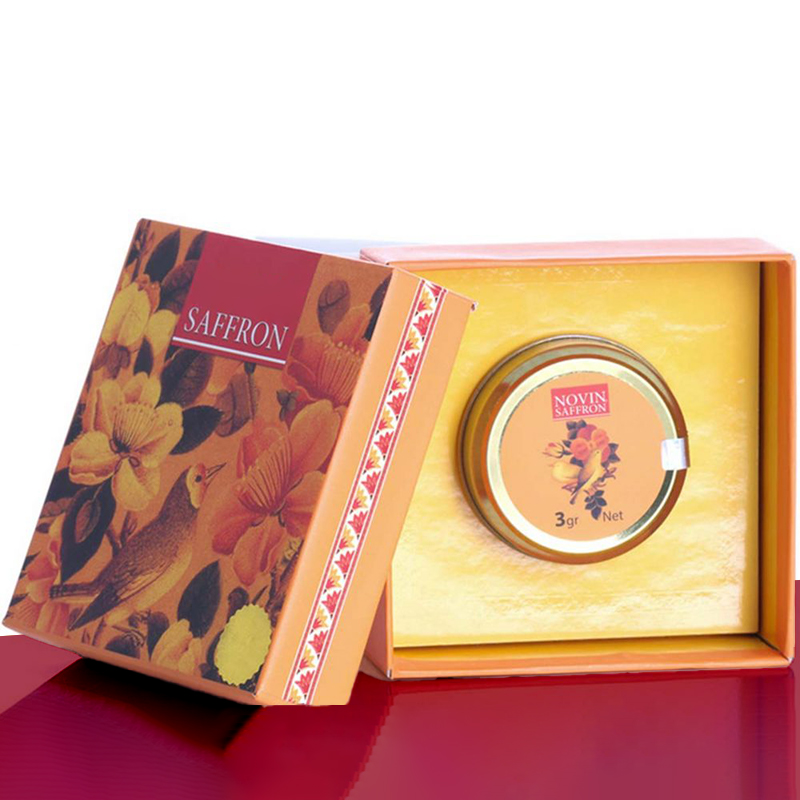 Saffron Boxes — custom essential oil boxes by Packmio Saffron Boxes photographed at an angle to show the board thickness