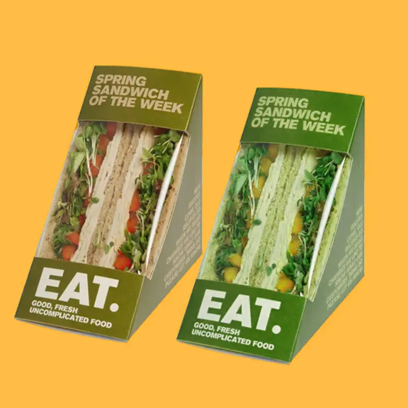 Sandwich Boxes — custom sandwich packaging by Packmio Sandwich Boxes beside the product it was made to hold