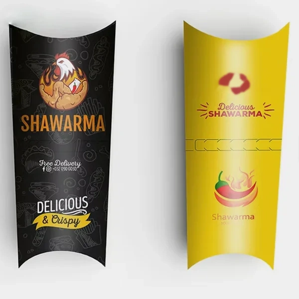 Shawarma Boxes — custom sandwich packaging by Packmio Close detail of the print finish on shawarma boxes