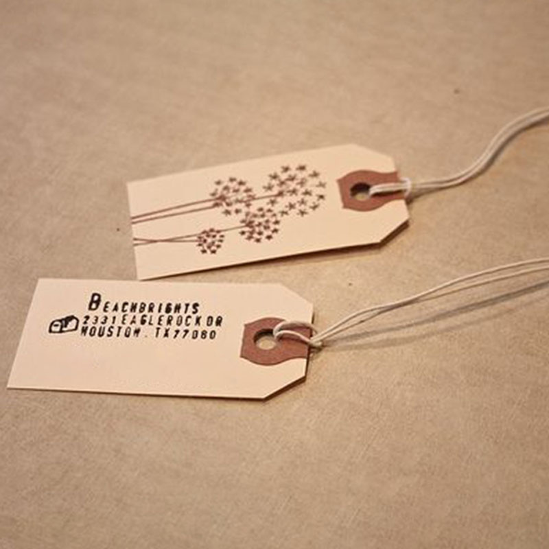 Shipping Tags opened to show the inside print and construction