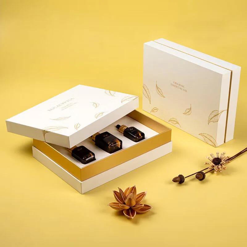 Skin Care Oil Boxes beside the product it was made to hold