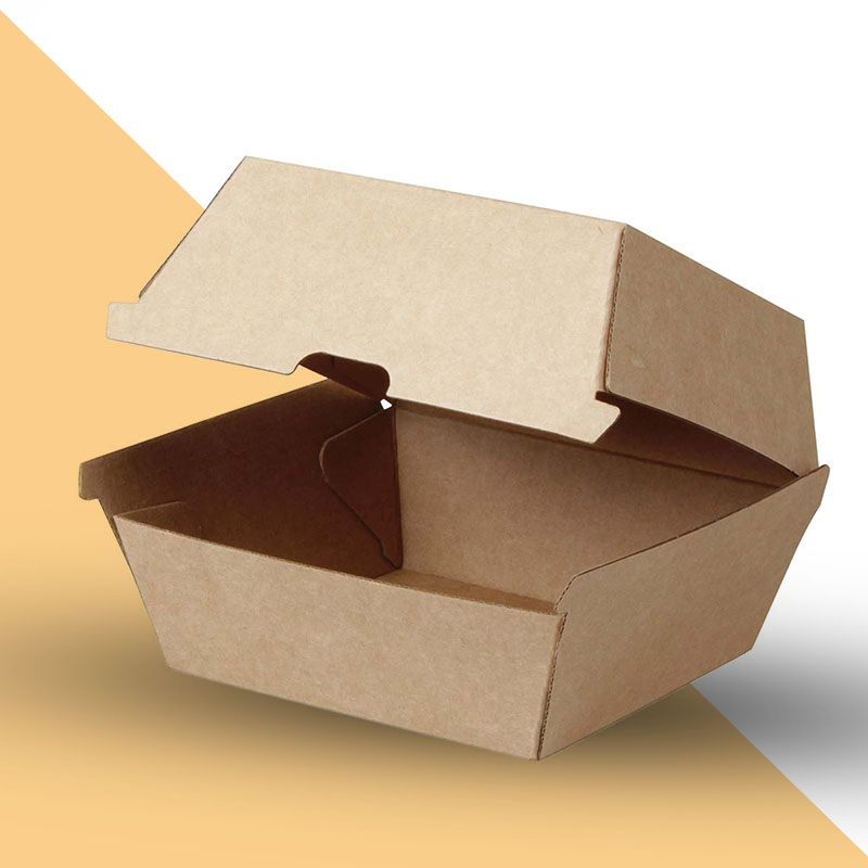 Small Burger Boxes — custom burger boxes by Packmio Small Burger Boxes in use, packed and ready to ship
