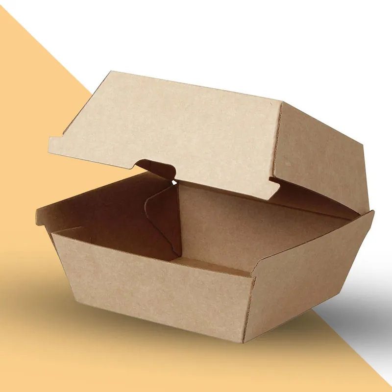 Small Burger Boxes — custom burger boxes by Packmio Small Burger Boxes beside the product it was made to hold