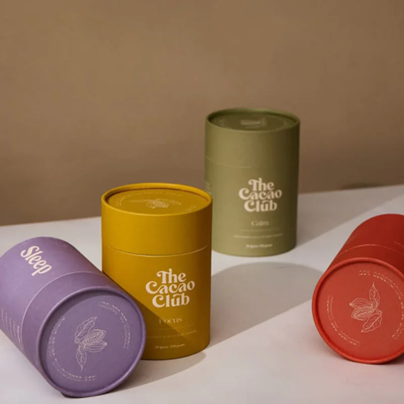 Small Paper Tubes — custom paper tubes by Packmio Close detail of the print finish on small paper tubes
