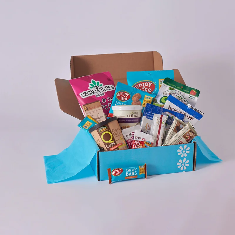 Snack Boxes — custom snack packaging by Packmio Snack Boxes photographed at an angle to show the board thickness