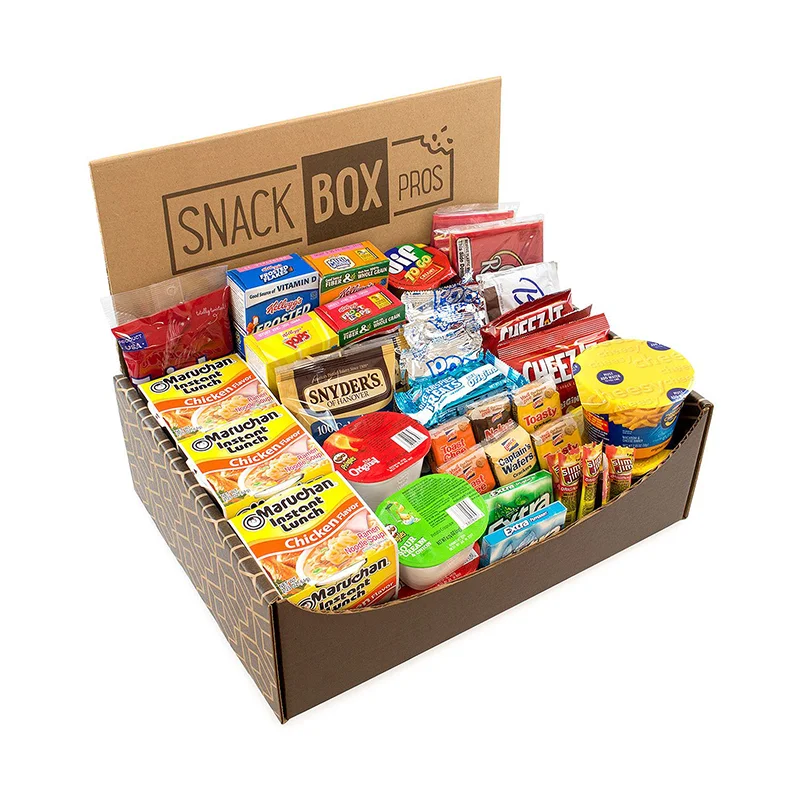 Snack Boxes — custom snack packaging by Packmio Snack Boxes beside the product it was made to hold