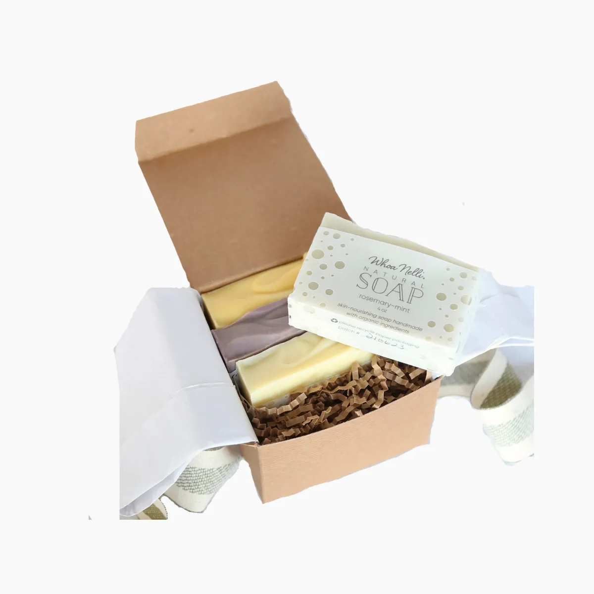 Soap Gift Boxes opened to show the inside print and construction