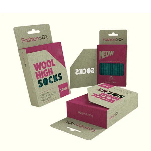 Sock Boxes — custom apparel boxes by Packmio Sock Boxes photographed at an angle to show the board thickness