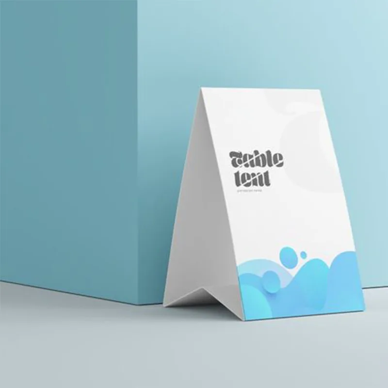 Table Tent Cards beside the product it was made to hold
