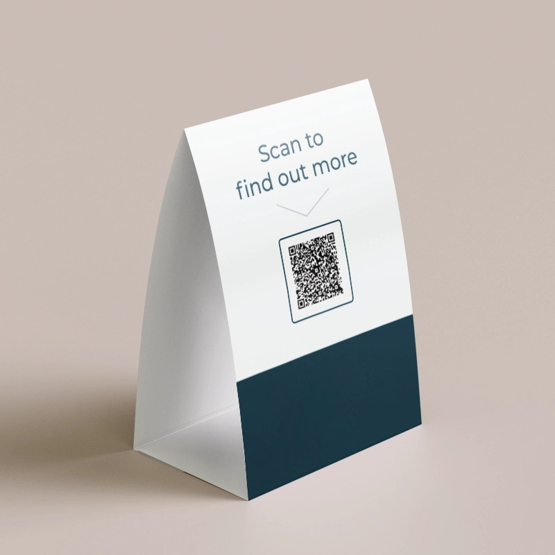 Tent Cards photographed at an angle to show the board thickness