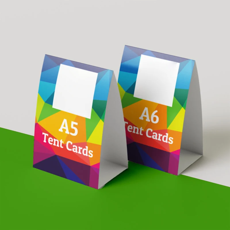 Tent Cards in use, packed and ready to ship