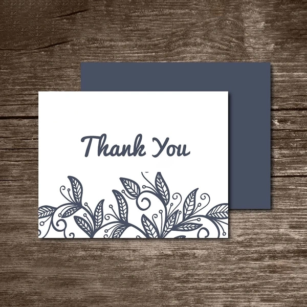 Thank You Cards opened to show the inside print and construction
