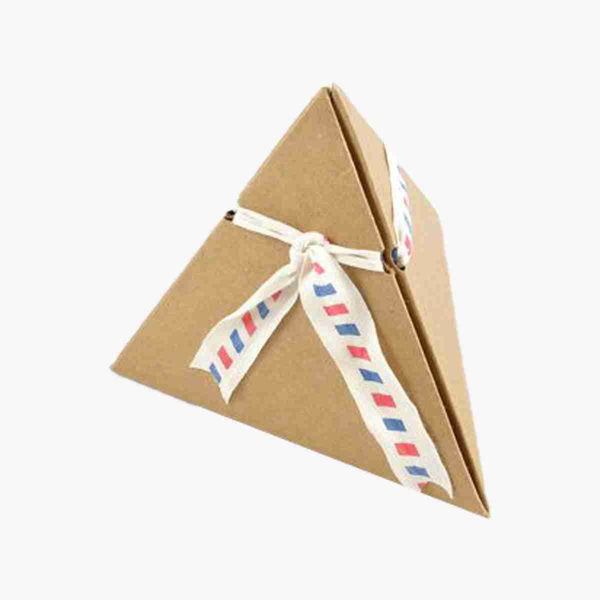 Triangle Boxes — custom folding boxes by Packmio Triangle Boxes shown closed, printed to a customer's own artwork