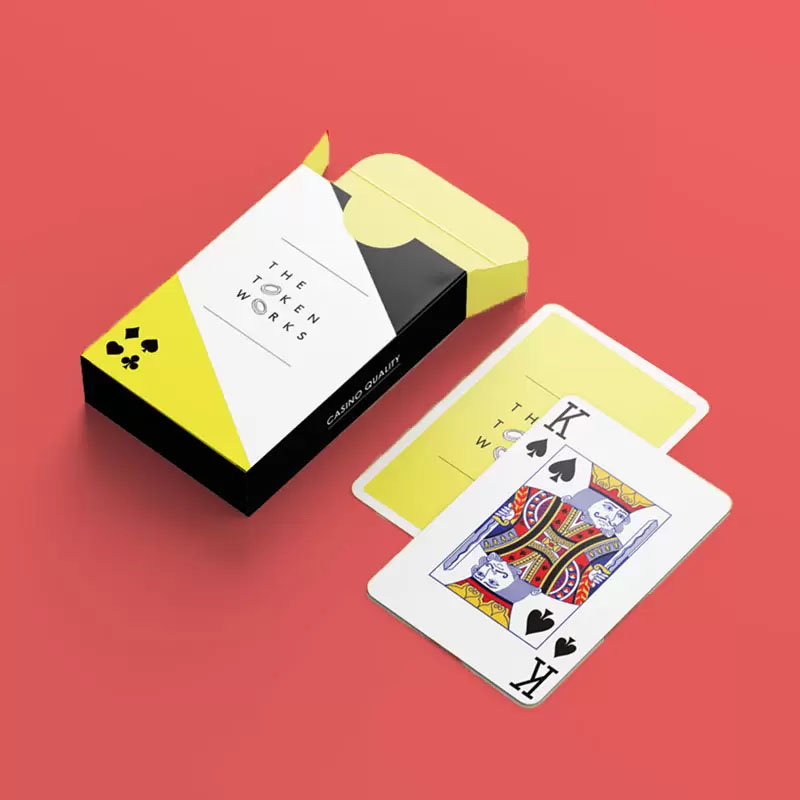 Tuck Boxes for Playing Cards photographed at an angle to show the board thickness