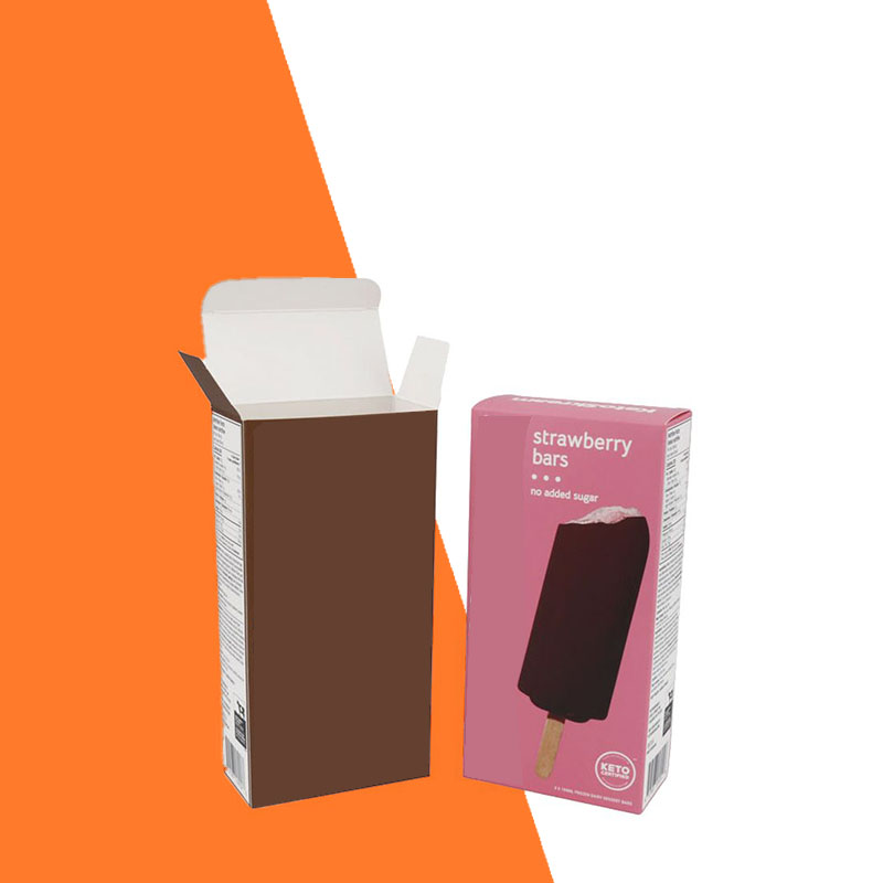 Tuck Boxes opened to show the inside print and construction